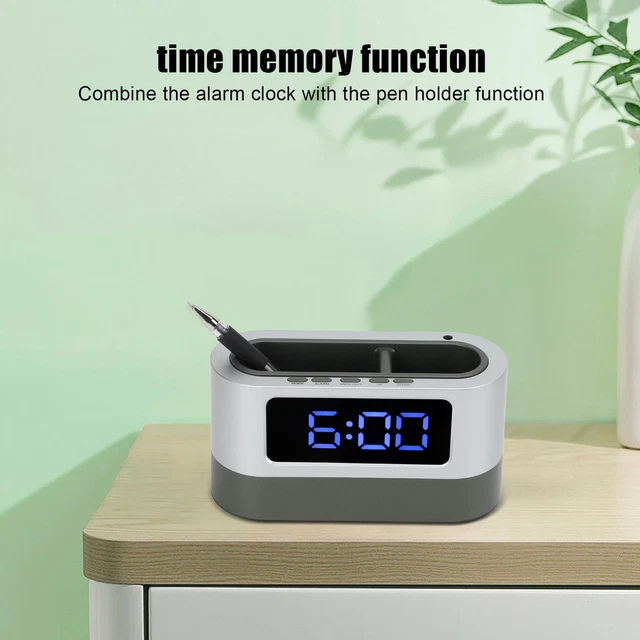 (Bleu) Horloge Porte-Stylo Avec Calendrier Affichage Numérique