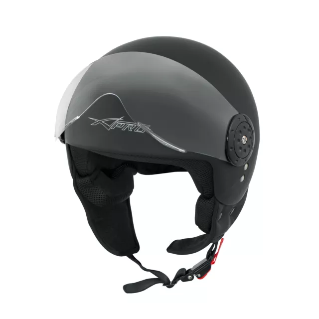 Scooter Moto Casco Jet Demi Omologato ECE 22-06 Visiera Avio Nero Opaco 2