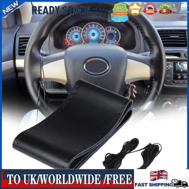 Hand-stitched Leather Cowhide Steering Wheel Cover Practical DIY Handmade Case
