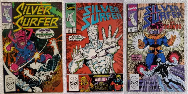 Lot of 3: Silver Surfer Vol 3 #18, #36 , #38  (1988) Marvel Comics