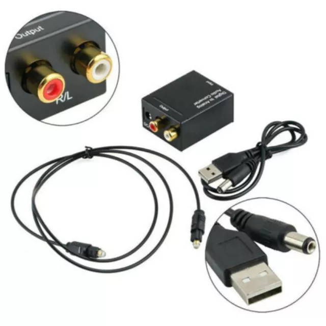 Digital To Analog Audio Converter Adapter SPDIF Coaxial L/R RCA&Optical Toslink