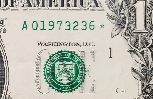 STAR NOTE US One Dollar A Block Boston Series 2017 L 01973236 *