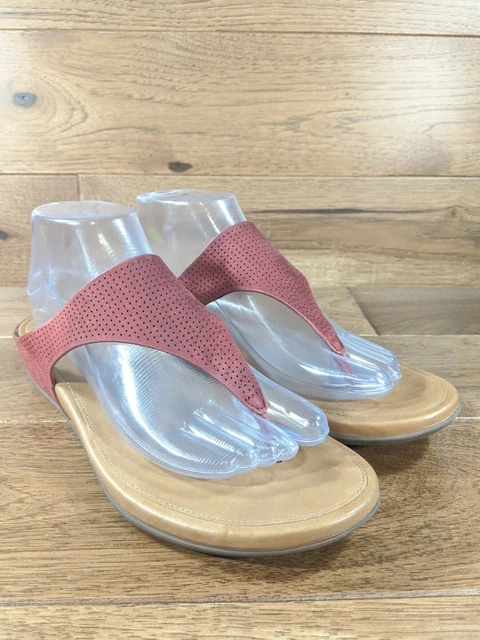 FitFlop 'Banda' Womens Perforated RedLeather Slide Thong Sandal Shoe SIZE 9