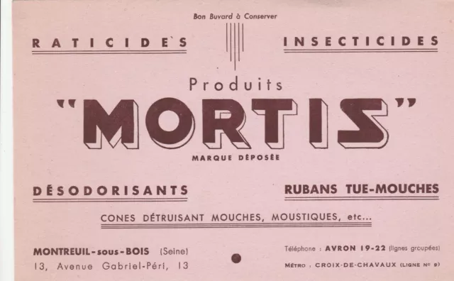 H28 Ancien  Buvard Mortis Produits Insecticide Montreuil sous Bois