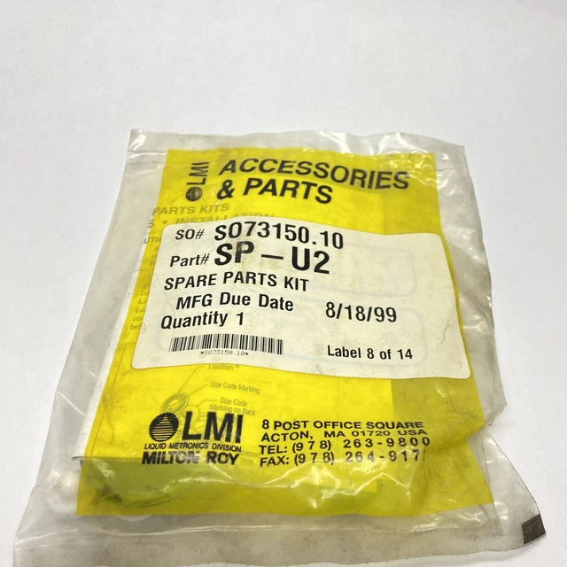 LMI SP-U2 Metering Pump Rebuild Kit For Liquid End