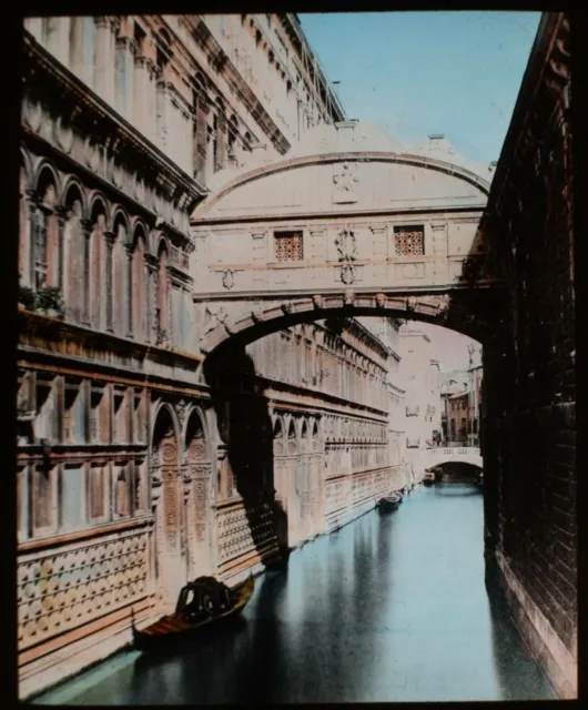 ANTIQUE Magic Lantern Slide BRIDGE OF SIGHS C1900 PHOTO VENICE ITALY