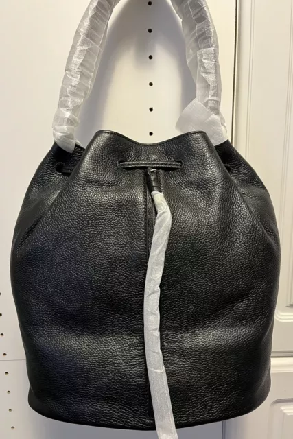 Elizabeth And James Finley Bucket Sling Backpack Bag Black Leather Handbag NWT