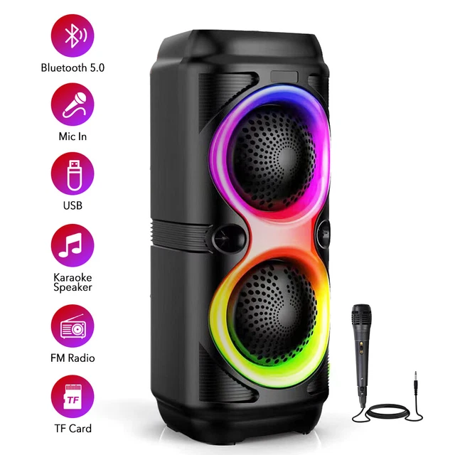 PORTABLE BLUETOOTH SPEAKER Dual Speakers Party Stereo Subwoofer Heavy