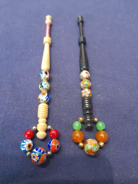 Two Beautiful Wooden Lace Bobbins