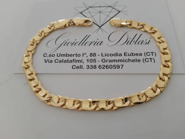 BRACCIALE Uomo Donna Unisex ORO GIALLO 18 Karati 750/1000 Maglia CATENA Piatta