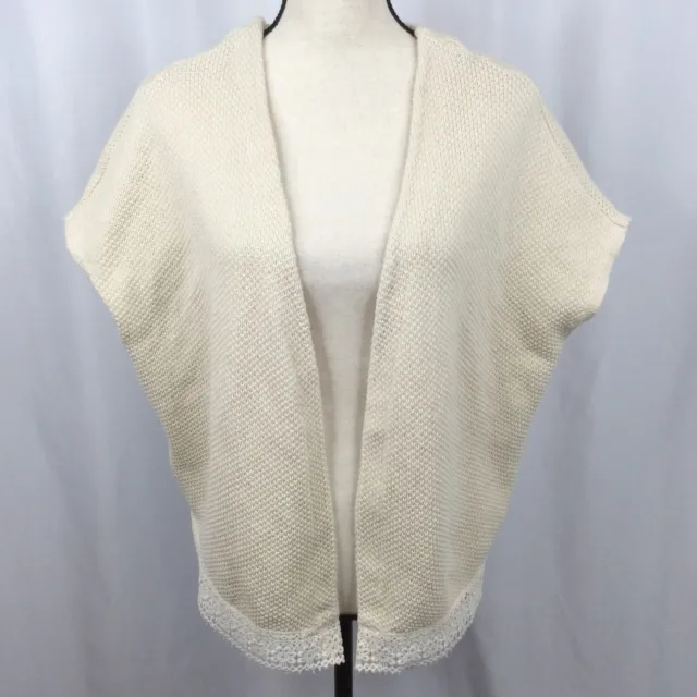 Maurices Cardigan Sweater Women Size S/M Small Medium Beige Open Front Crochet