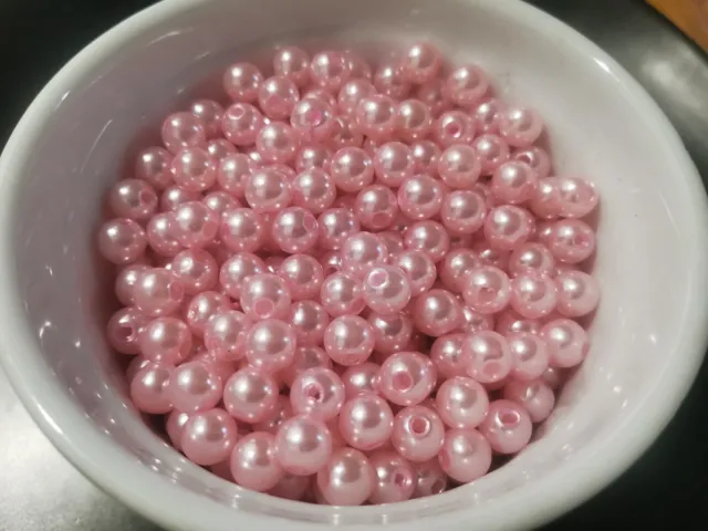 500pcs 8mm Acrylic Faux Pearl Round Spacer Beads ROSALINE PINK Wedding  X24