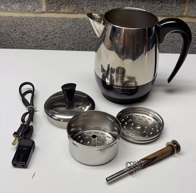 Vtg Farberware Coffee Pot Percolator 2-4 Cup Superfast #134 OT Bronx NY USA