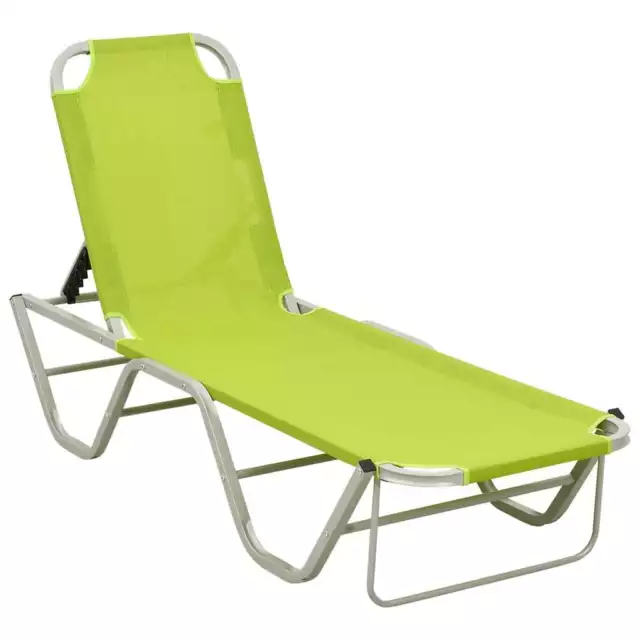 Chaise Longue Bain de Soleil Transat Jardin Patio Aluminium et Textilène 2