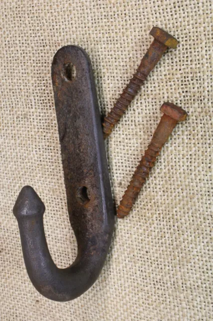 Old Barn Hook Coat Hand Towel Hanger Rustic Wrought Iron Vintage Square Lags