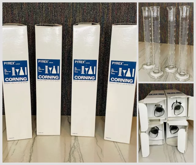 Corning 3022-100 100mL Graduated Cylinder Single Scale Metric Set of 4 PYREX