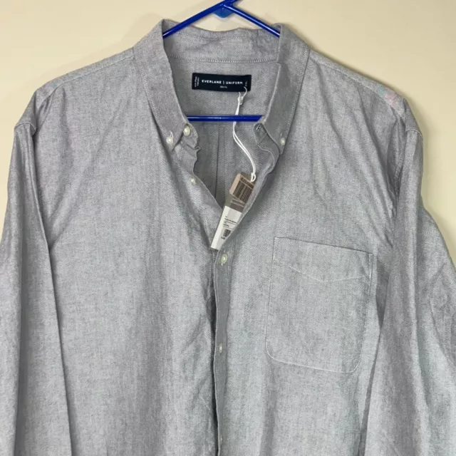 Everlane Mens XXL Cloud Gray Slim Fit Japanese Oxford Uniform Button Down Shirt