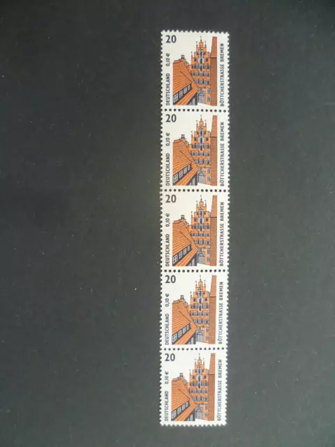 Bund Rollenmarken, SWK MiNr.  2224 ** postfrisch MNH, 5er-Streifen mit Nummer
