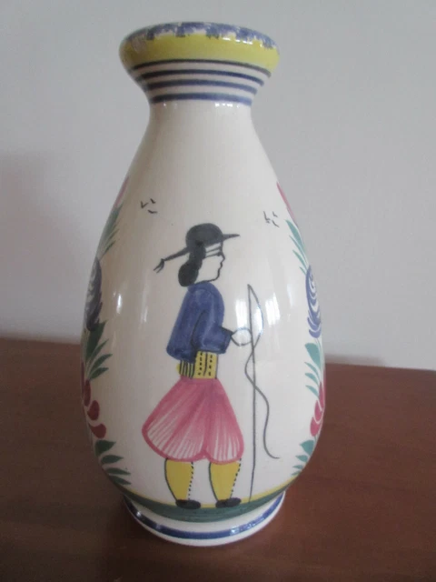 VASE CERAMIQUE QUIMPER HB HUBAUDIERE BOUSQUET HENRIOT FAIENCE SOLIFLORE breton