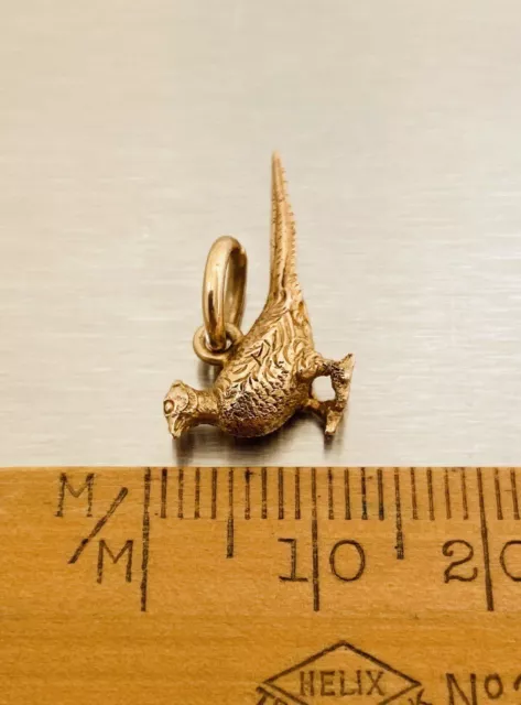 Vintage 9k 9ct Gold Pheasant Charm Pendant Fully Hallmarked Birmingham, 1986. 3