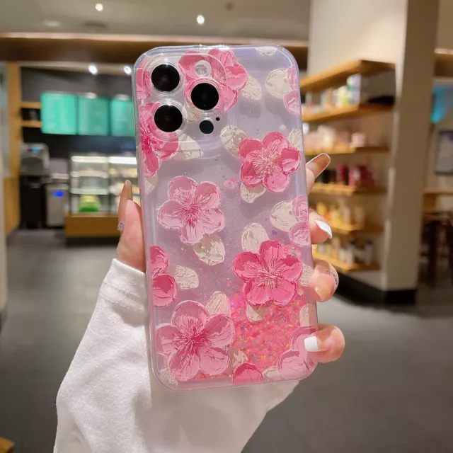Quicksand Noctilucent Flower Bling Fashion Women Soft Case For  Various Phone