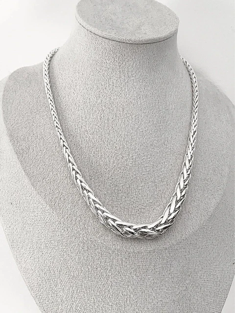 Collier Ras De Cou Femme - Chaîne Maille Palmier En Argent Massif 925 - 69 Grammes - Occasion