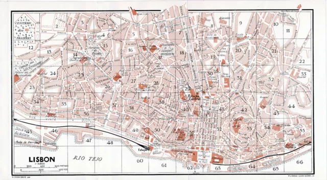 Lisboa Lisbon 1929 peq. mapa ciudad orig. + guía ingl. (18 p.) Castelo Côrtes