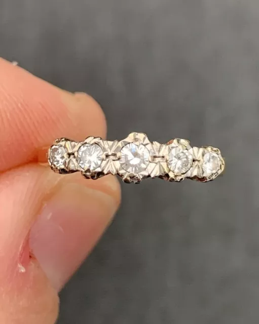 18ct Gold Diamond Vintage 5 Stone Ring, 18k 750