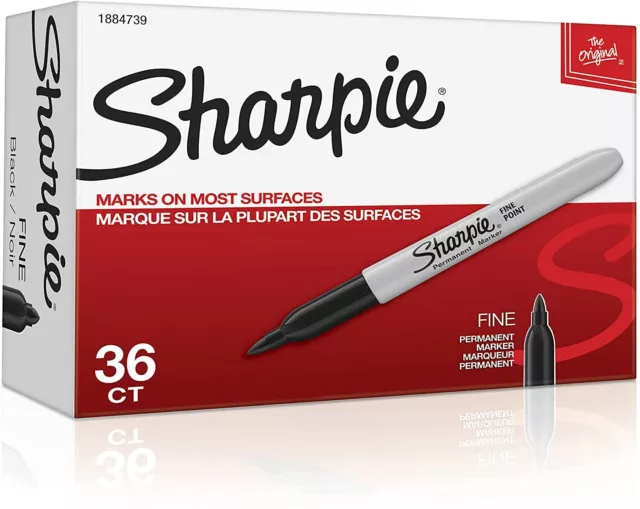 Sharpie Permanent Markers, Fine Point, Black, 36 Count per Pack, 1 Pack