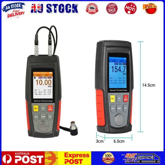 WT100A Digital Ultrasonic Thickness Gauge Sound Velocity Tester 0.039 to 8.85"