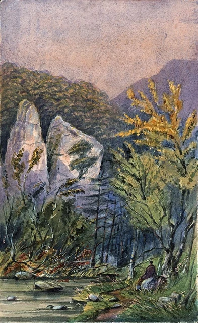 Tableau Aquarelle Original – Caroline Ann Brereton – 'Rocher Au Pic Dovedale' – C.1865