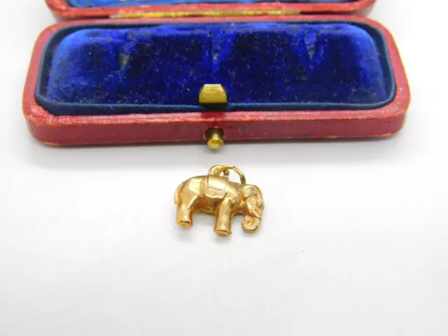 9ct Yellow Gold Little Elephant Charm or Pendant 1966 London Vintage