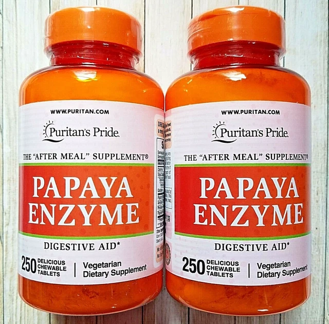 Puritan's Pride Chewable Papaya Enzyme Digestive Aid 2 x 250 Tablet 12/23