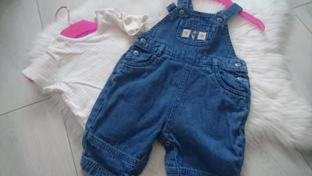 NICE SUMMER AUTUMN NEXT 2x BUNDLE BABY GIRL DUNGAREES TOP SET OUTFIT 0-3 mths