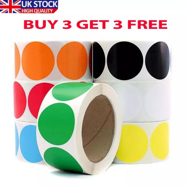 1 Roll circle dot labels Colored Circle Stickers Labels Self-Adhesive Round UK