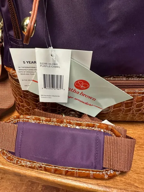 New Samantha Brown Classic Drop Bottom Satchel With Purple / Camel 2
