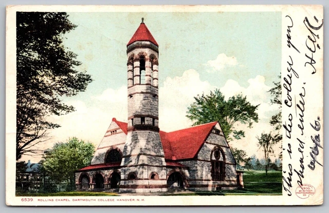 Rollins Chapel Dartmouth College Hanover New Hampshire Church Vintage Postcard