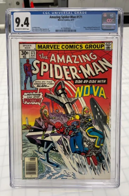 Amazing Spider-Man #171 CGC 9.4 Marvel Comics 1977 30¢ Nova & Photon Appearance