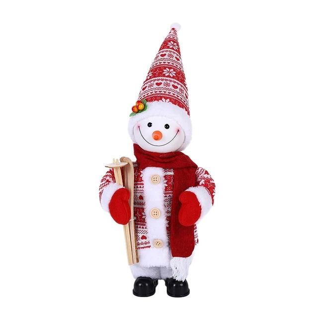 Primitives By Kathy Ornamento Pupazzo Di Neve Con Fiocco Di Neve - Decorazione Natalizia In Bristle E Legno, 33 Cm
