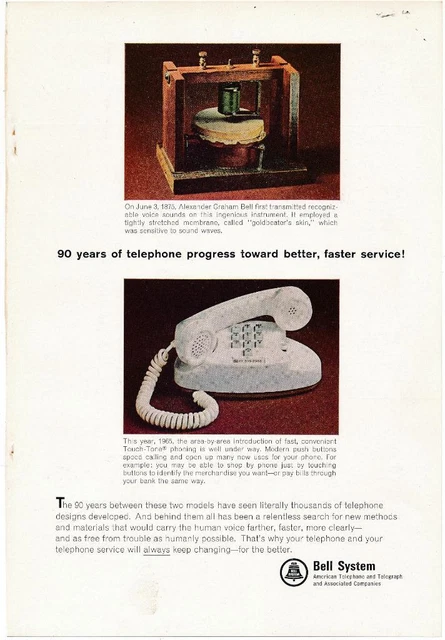 MAGAZINE AD - 1965 - AT&T / Bell System - 90 years of progress EUR 7,41 ...