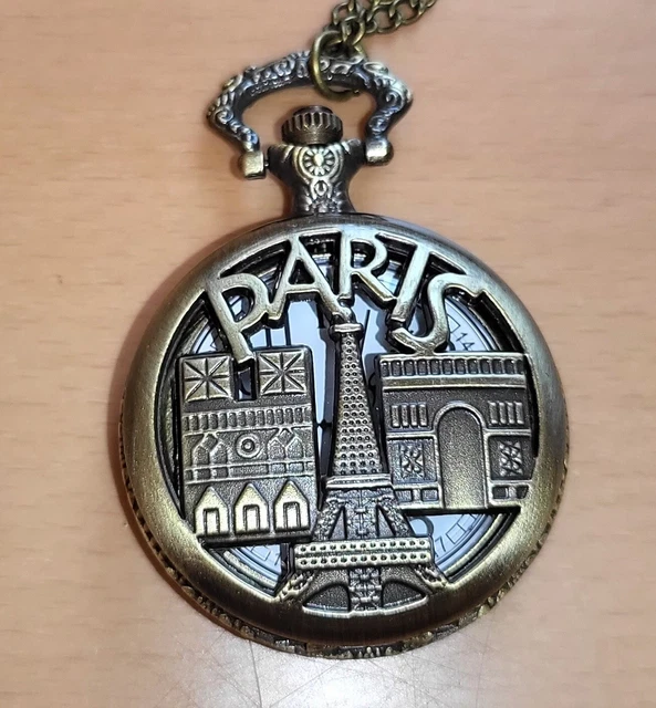 PARIS POCKET WATCH French Eiffel Tower Chain Old Olympics 2024