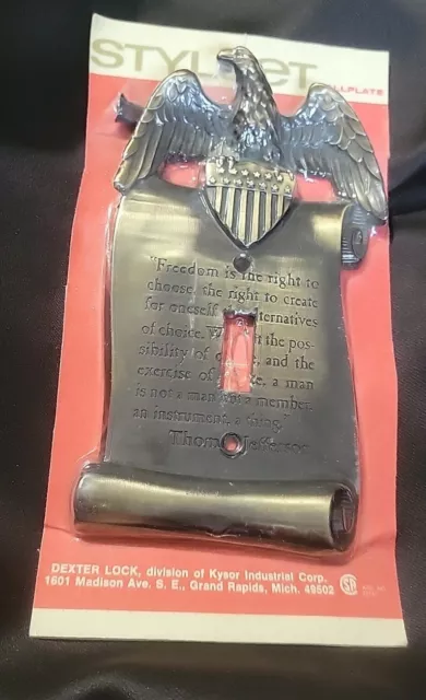 Vintage American Eagle Freedom Thomas Jefferson Brass Single Light Switch Cover