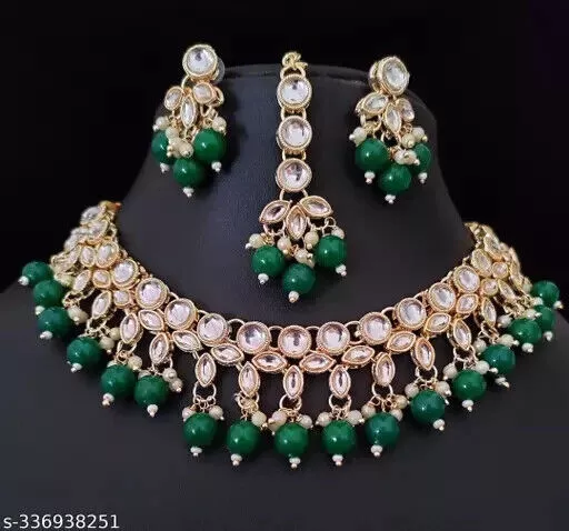 Jewelry Set Kundan Necklace Indian Bollywood Gold Plated Bridal Pearl Choker