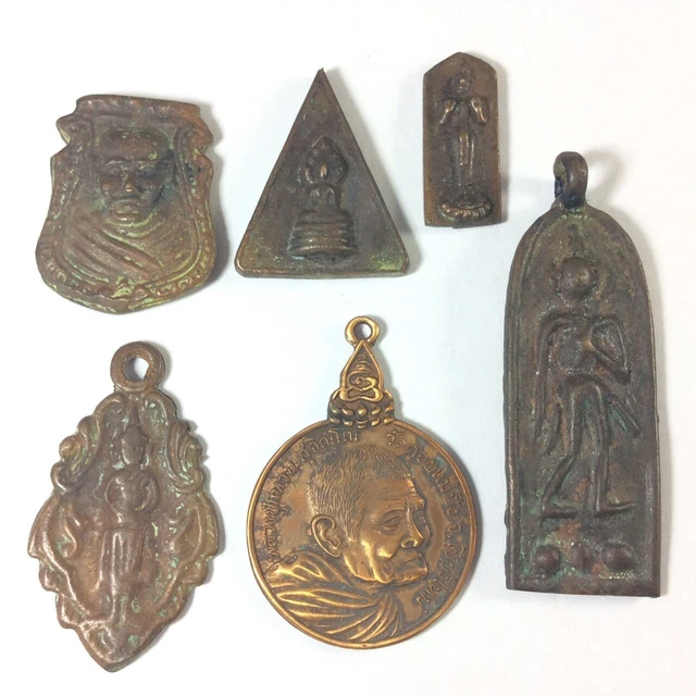 Rare 6 Coins Thai Amulet Pendant Occult Old Magic Talisman Power Coin Protect d4