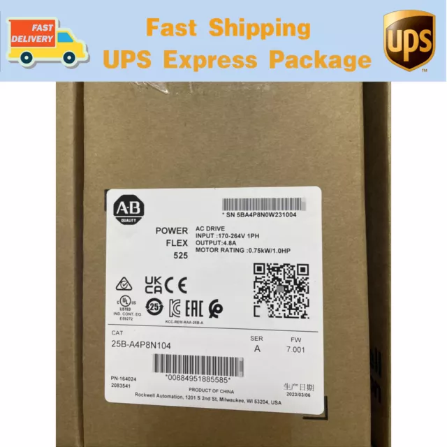 25B-A4P8N104 AB PowerFlex 525 0.75kW (1Hp) AC Drive Spot Goods 25BA4P8N104 GQ