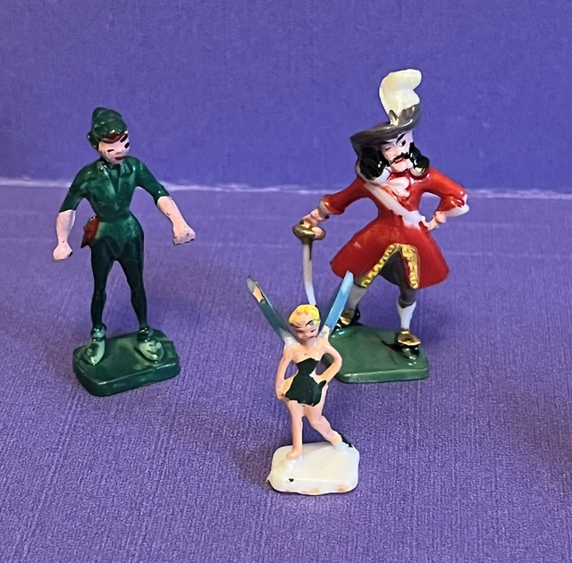 Set Of Peter Pan, Tinkerbell & Captain Hook Disneykins, Marx Toys 1960's