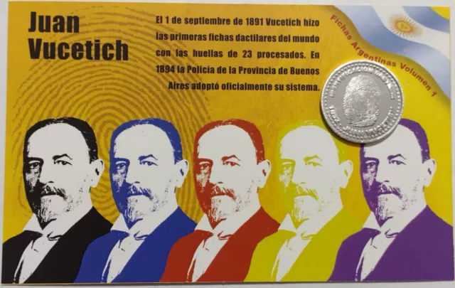 Argentina . Commemorative Medal. Juan Vucetich. Fingerprint