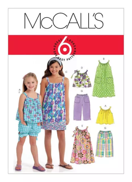 McCall's Sewing Pattern 5797 Girls 7-14 Easy Dress Top Pull & On Pants & Shorts