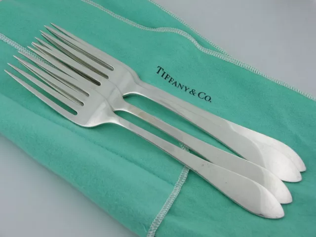 4 Sterling TIFFANY & CO 7 5/8" Dinner Size Forks FANEUIL ~no mono