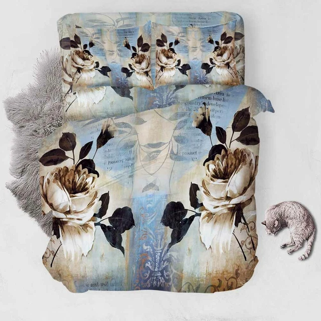 Housse De Couette Imprimée 3D Sweet Home - Oranges Et Perles - Set Complet Avec Taies